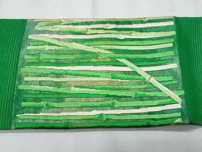 平和屋着物＊夏物　九寸名古屋帯　唐織　竹並び　金糸　正絹　逸品　CABJ4508fb