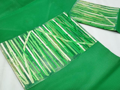 平和屋着物＊夏物　九寸名古屋帯　唐織　竹並び　金糸　正絹　逸品　CABJ4508fb