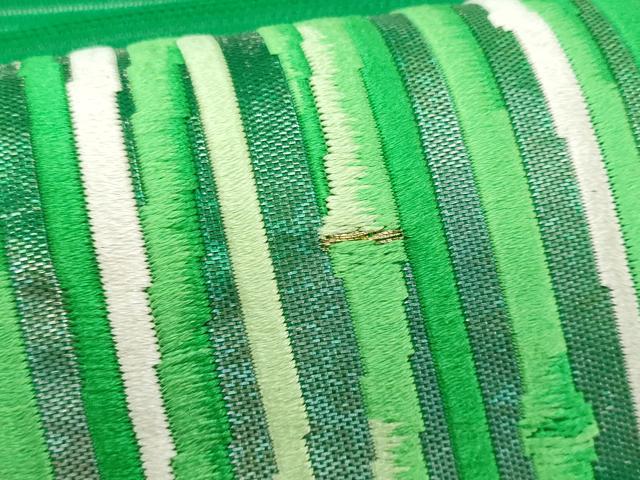 平和屋着物＊夏物　九寸名古屋帯　唐織　竹並び　金糸　正絹　逸品　CABJ4508fb