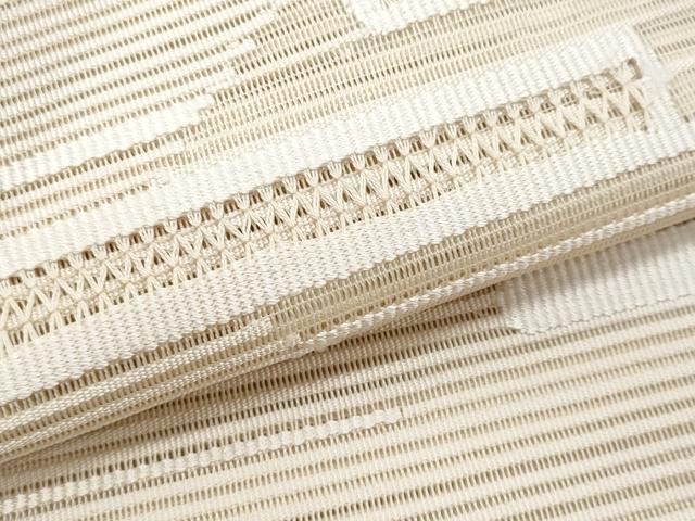 平和屋着物＊夏物　八寸名古屋帯　絽綴れ　横段文　練色　正絹　逸品　CABJ4511fb