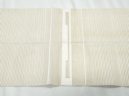 平和屋着物＊夏物　八寸名古屋帯　絽綴れ　横段文　練色　正絹　逸品　CABJ4511fb