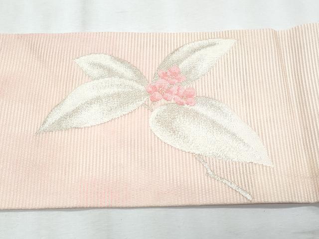 平和屋着物＊夏物　九寸名古屋帯　枝花文　金銀糸　正絹　逸品　CABJ4512fb