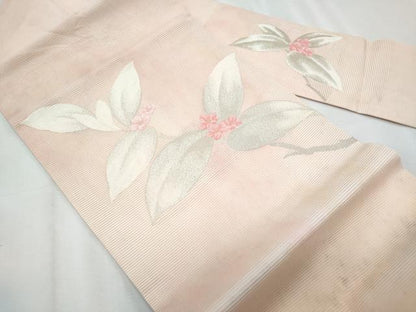平和屋着物＊夏物　九寸名古屋帯　枝花文　金銀糸　正絹　逸品　CABJ4512fb