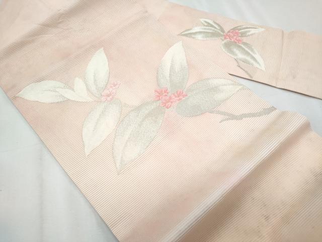 平和屋着物＊夏物　九寸名古屋帯　枝花文　金銀糸　正絹　逸品　CABJ4512fb