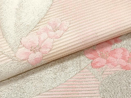 平和屋着物＊夏物　九寸名古屋帯　枝花文　金銀糸　正絹　逸品　CABJ4512fb