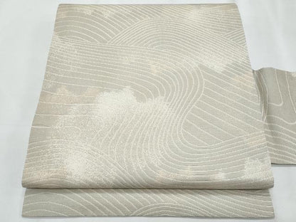 平和屋着物＊夏物　九寸名古屋帯　流水文　金銀糸　正絹　逸品　CABJ4513fb