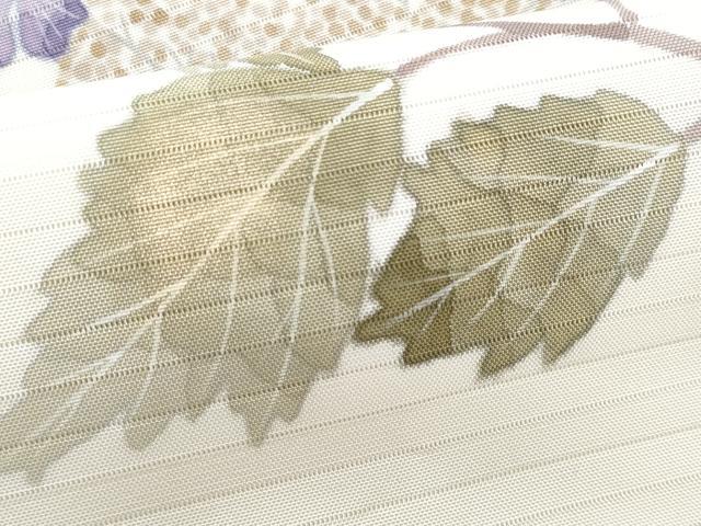 平和屋着物＊夏物　華道家　楠目ちづ　塩瀬　九寸名古屋帯　枝花文　金彩　正絹　逸品　CABJ4516fb
