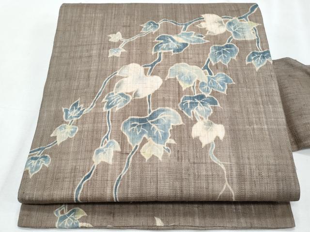 平和屋着物＊夏物　九寸名古屋帯　蔦の葉文　麻　逸品　CABJ4517fb