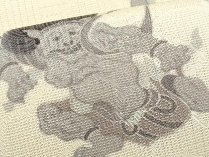 平和屋着物＊夏物　全通柄　九寸名古屋帯　風神雷神　正絹　逸品　CABJ4518fb