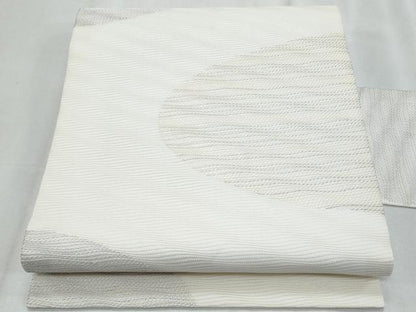 平和屋着物＊夏物　九寸名古屋帯　抽象文様　銀糸　正絹　逸品　CABJ4529fb