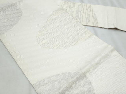 平和屋着物＊夏物　九寸名古屋帯　抽象文様　銀糸　正絹　逸品　CABJ4529fb