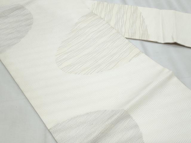 平和屋着物＊夏物　九寸名古屋帯　抽象文様　銀糸　正絹　逸品　CABJ4529fb