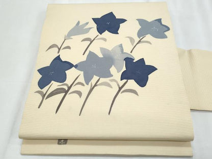 平和屋着物＊夏物　日展染色作家　高久空木　ろうけつ染　塩瀬　九寸名古屋帯　桔梗　正絹　逸品　CABJ4530fb