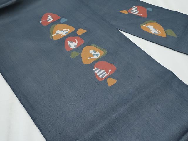 平和屋着物＊夏物　九寸名古屋帯　猫　正絹　逸品　CABJ4532fb
