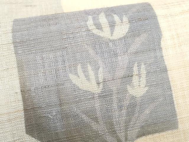 平和屋着物＊夏物　九寸名古屋帯　ろうけつ染　魚　麻　逸品　CABJ4535fb