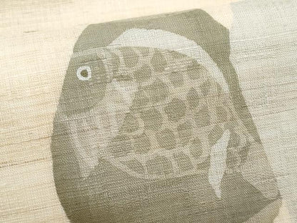 平和屋着物＊夏物　九寸名古屋帯　ろうけつ染　魚　麻　逸品　CABJ4535fb