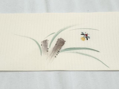 平和屋着物＊夏物　九寸名古屋帯　手描き　蛍　金彩　正絹　逸品　CABJ4538fb