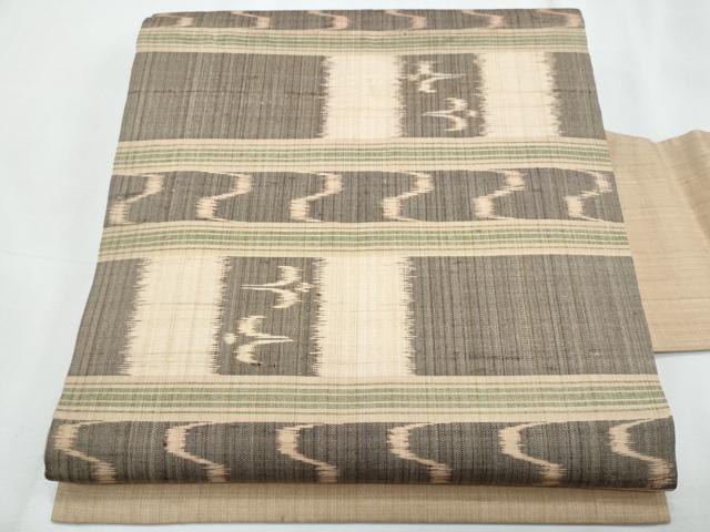 平和屋着物＊夏物　九寸名古屋帯　琉球絣文様　正絹　逸品　CABJ4540fb