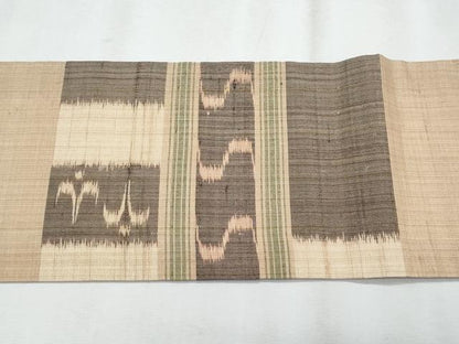 平和屋着物＊夏物　九寸名古屋帯　琉球絣文様　正絹　逸品　CABJ4540fb