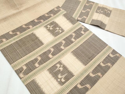 平和屋着物＊夏物　九寸名古屋帯　琉球絣文様　正絹　逸品　CABJ4540fb