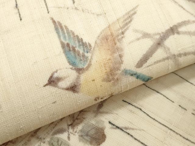 平和屋着物＊夏物　九寸名古屋帯　手描き　花鳥文　正絹　逸品　CABJ4544fb
