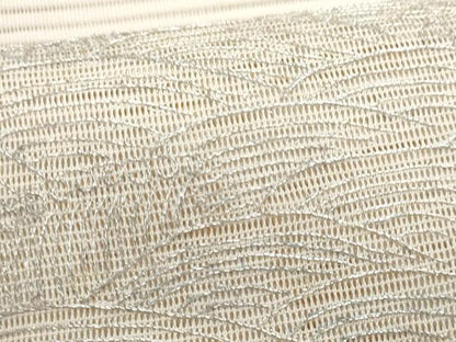 平和屋着物＊夏物　八寸名古屋帯　総刺繍　絽綴れ　枝葉文　銀糸　正絹　逸品　CABJ4546fb