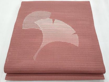平和屋着物＊夏物　八寸名古屋帯　絽綴れ　いちょう　銀糸　正絹　逸品　CABJ4547fb