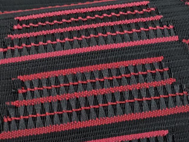 平和屋着物＊夏物　八寸名古屋帯　絽綴れ　幾何学文様　黒地　正絹　逸品　CABJ4548fb