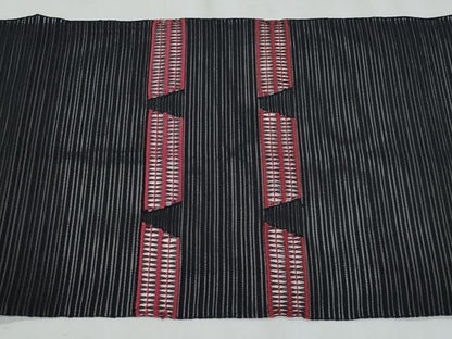 平和屋着物＊夏物　八寸名古屋帯　絽綴れ　幾何学文様　黒地　正絹　逸品　CABJ4548fb