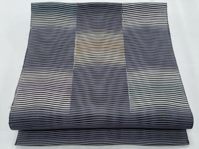 平和屋着物＊夏物　八寸名古屋帯　絽綴れ　市松　よろけ縞　正絹　逸品　CABJ4549fb