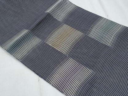 平和屋着物＊夏物　八寸名古屋帯　絽綴れ　市松　よろけ縞　正絹　逸品　CABJ4549fb