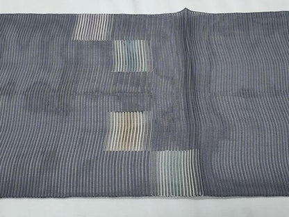 平和屋着物＊夏物　八寸名古屋帯　絽綴れ　市松　よろけ縞　正絹　逸品　CABJ4549fb