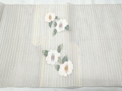 平和屋着物＊夏物　八寸名古屋帯　絽綴れ　枝葉文　金糸　正絹　逸品　CABJ4551fb