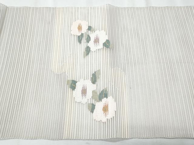 平和屋着物＊夏物　八寸名古屋帯　絽綴れ　枝葉文　金糸　正絹　逸品　CABJ4551fb
