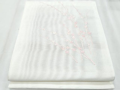 平和屋着物＊夏物　八寸名古屋帯　総刺繍　枝花文　CABJ4553fb