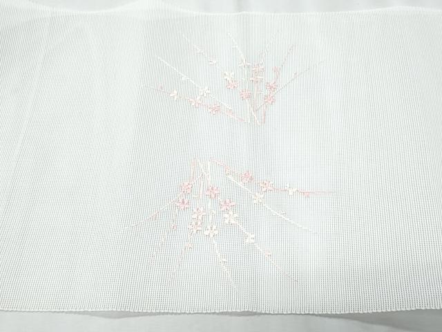 平和屋着物＊夏物　八寸名古屋帯　総刺繍　枝花文　CABJ4553fb