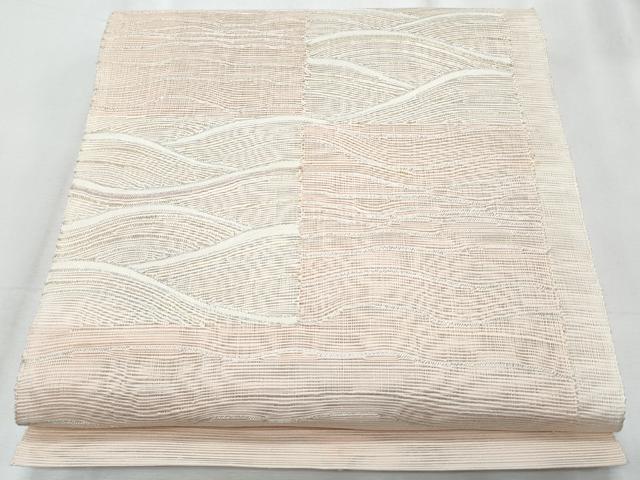 平和屋着物＊夏物　八寸名古屋帯　立波文　金銀糸　正絹　逸品　CABJ4555fb