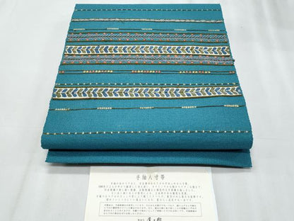 平和屋着物＊夏物　京都染織メーカー　貴久樹謹製　中国三大刺繍　相良刺繍　八寸名古屋帯　横段文　証紙付き　正絹　逸品　CABJ4556fb