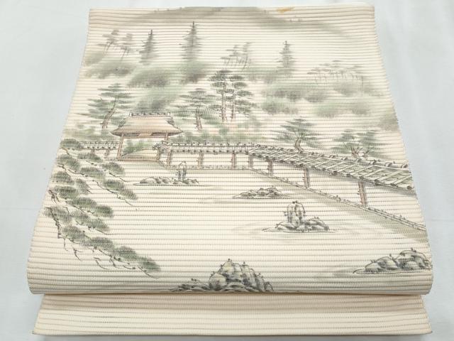 平和屋着物＊夏物　八寸名古屋帯　作家物　京の百景　龍安寺石庭　正絹　逸品　CABJ4563fb
