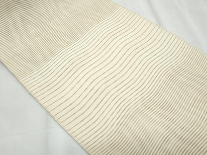 平和屋着物＊夏物　八寸名古屋帯　絽綴れ　よろけ縞　蜂蜜色　正絹　逸品　CABJ4565fb