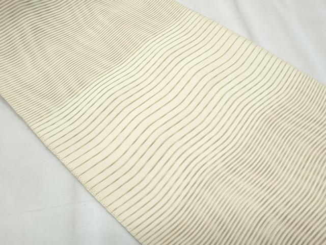 平和屋着物＊夏物　八寸名古屋帯　絽綴れ　よろけ縞　蜂蜜色　正絹　逸品　CABJ4565fb