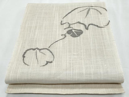 平和屋着物＊夏物　八寸名古屋帯　枝葉文　正絹　逸品　CABJ4569fb