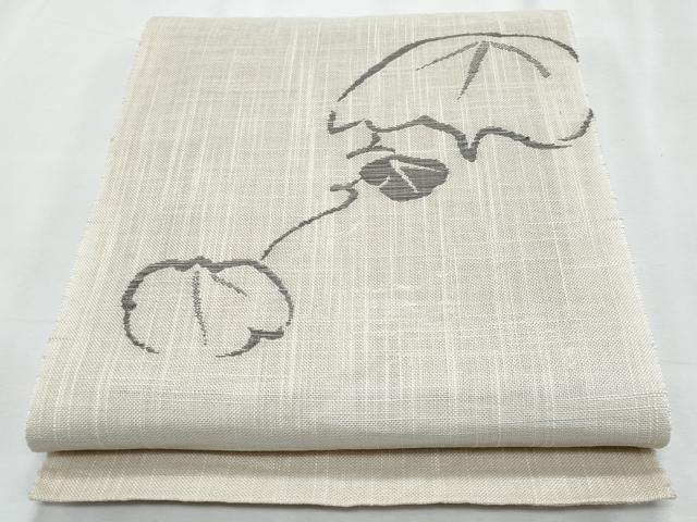 平和屋着物＊夏物　八寸名古屋帯　枝葉文　正絹　逸品　CABJ4569fb