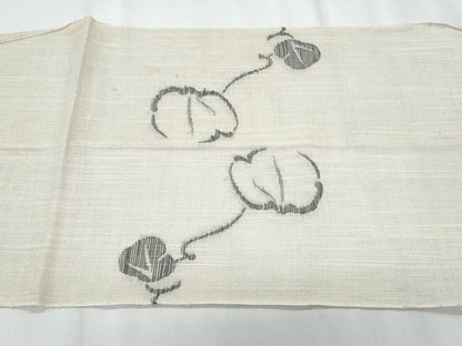 平和屋着物＊夏物　八寸名古屋帯　枝葉文　正絹　逸品　CABJ4569fb