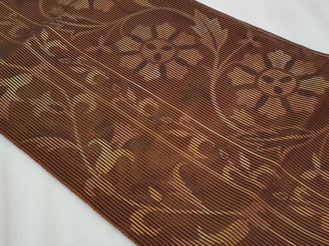 平和屋着物＊夏物　八寸名古屋帯　花唐草文　正絹　逸品　CABJ4570fb