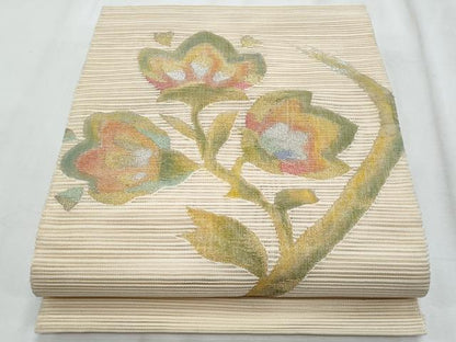 平和屋着物＊夏物　八寸名古屋帯　絽綴れ　更紗花文　金銀糸　正絹　逸品　CABJ4571fb