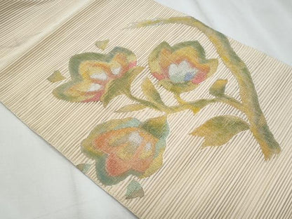 平和屋着物＊夏物　八寸名古屋帯　絽綴れ　更紗花文　金銀糸　正絹　逸品　CABJ4571fb