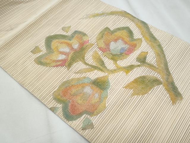 平和屋着物＊夏物　八寸名古屋帯　絽綴れ　更紗花文　金銀糸　正絹　逸品　CABJ4571fb