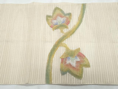 平和屋着物＊夏物　八寸名古屋帯　絽綴れ　更紗花文　金銀糸　正絹　逸品　CABJ4571fb
