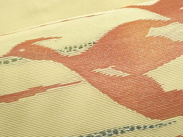 平和屋着物＊夏物　九寸名古屋帯　飛鶴文　銀糸　CABJ4573fb